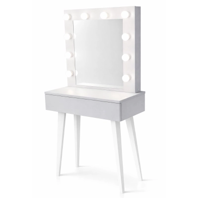 Toaletka z lustrem "LENA WHITE "mat, 75cm, białe nóżki